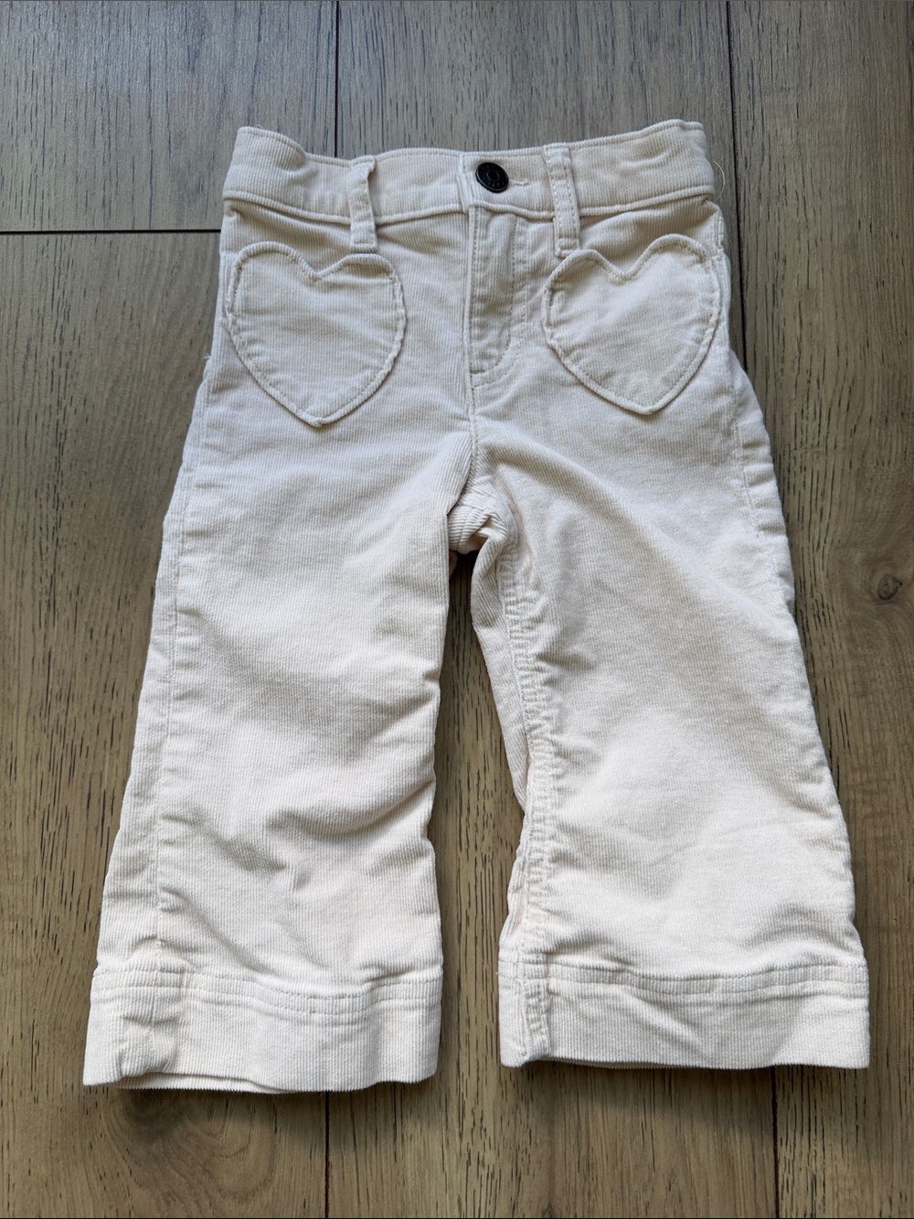 J. Crew Crewcuts Cream Corduroy Pants with Heart Pockets Girls Size 2 Long
